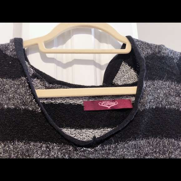 Exclusion Black and Gray Wool Hoodie Sweater Tunic Long Top - Picture 5 of 9